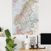 ヴィンテージノルウェー・スウェーデンの地図（1900年） ポスター (ホームオフィス)