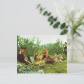 ヴィンテージノルウェー、ラップランド、サミ族の暖炉 ポストカード (スタンド正面)