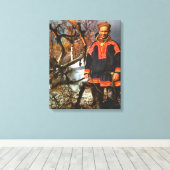 ヴィンテージノルウェー、ラップランド、サーミとトナカイ キャンバスプリント (インサイチュ (ウッドフロア))