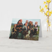 ヴィンテージノルウェー、ラプランドのSami家族1950年 カード (黄色い花)