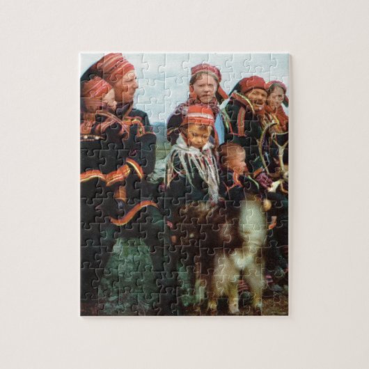 ヴィンテージノルウェー、ラプランドのSami家族1950年 ジグソーパズル (縦)