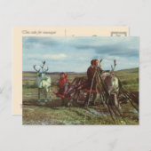 ヴィンテージノルウェー、ラプランド、トナカイを持つSami ポストカード (正面/裏面)