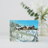 ヴィンテージノルウェー,冬の山の雪 ポストカード (スタンド正面)