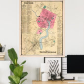 ヴィンテージノルウォークCTの地図(1867) ポスター (ホームオフィス)