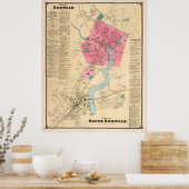 ヴィンテージノルウォークCTの地図(1867) ポスター (キッチン)