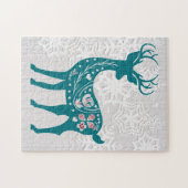 ヴィンテージノルディックエルクディアウィズスノーフレーク ジグソーパズル (横)