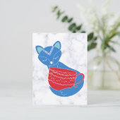 ヴィンテージノルディックブルーキツネとレッドマグカップ ポストカード (スタンド正面)