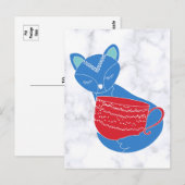 ヴィンテージノルディックブルーキツネとレッドマグカップ ポストカード (正面/裏面)