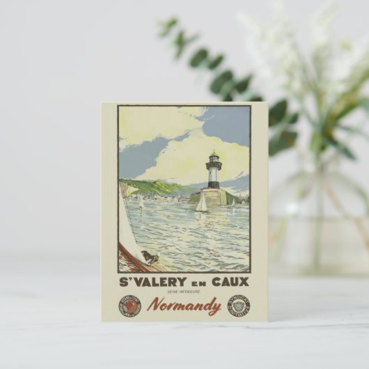 ヴィンテージノルマンディフランスのフランスコーストライトハウス ポストカード (スタンド正面)