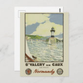 ヴィンテージノルマンディフランスのフランスコーストライトハウス ポストカード (正面/裏面)