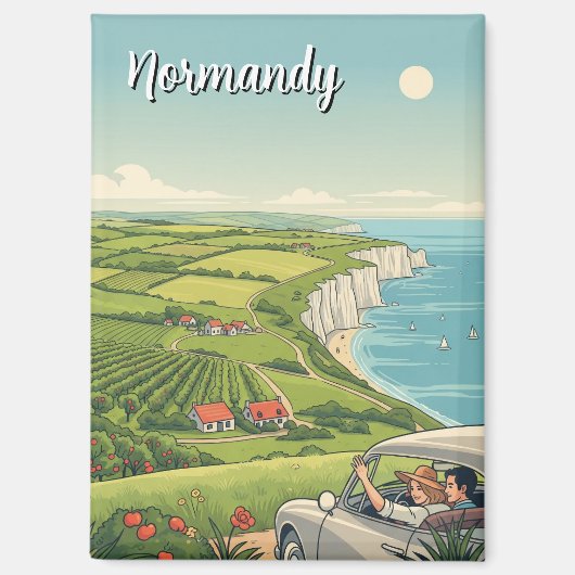 ヴィンテージノルマンディフランス旅行 マグネット (正面)