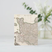 ヴィンテージノルマンディーの地図(1771年) ポストカード (スタンド正面)