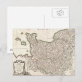 ヴィンテージノルマンディーの地図（1771年） ポストカード (正面/裏面)