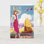 ヴィンテージノースウェ広告スト航空のポスター カード (黄色い花)