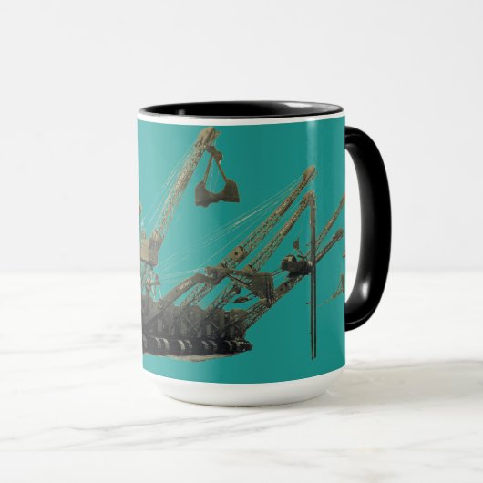 ヴィンテージノースウエストクレーン及びショベル重機 マグカップ (正面右)