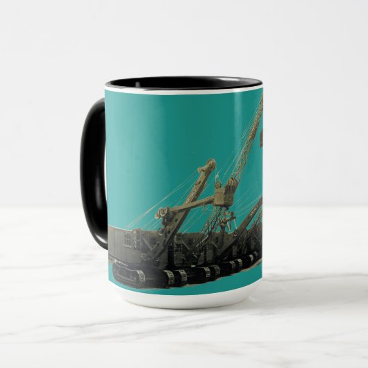 ヴィンテージノースウエストクレーン及びショベル重機 マグカップ (正面左)