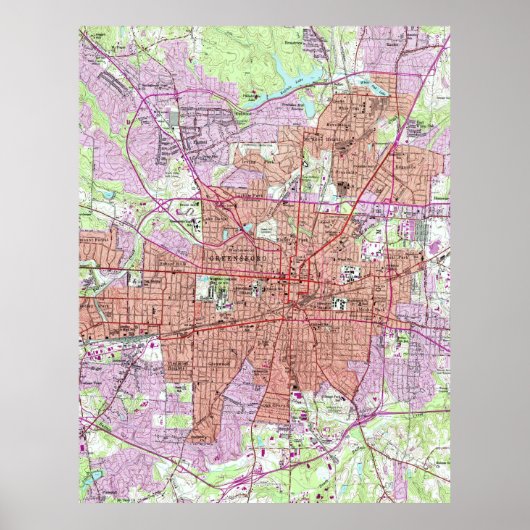 ヴィンテージノースカロライナのグリーンズボロの地図（1951年） 2 ポスター (正面)