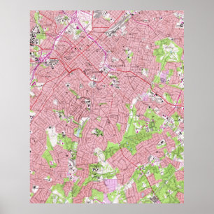 ヴィンテージノースカロライナのシャーロットの地図(1967年) ポスター