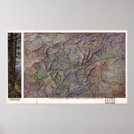 ヴィンテージノースカロライナの地図 ポスター (正面)