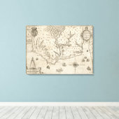 ヴィンテージノースカロライナの地図(1590) キャンバスプリント (インサイチュ (ウッドフロア))