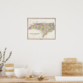 ヴィンテージノースカロライナの地図(1827) ポスター (キッチン)