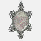 ヴィンテージノースカロライナの地図(1855) スノーフレークピューターオーナメント (左)