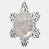 ヴィンテージノースカロライナの地図(1855) スノーフレークピューターオーナメント (右)