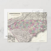 ヴィンテージノースカロライナの地図(1855) ポストカード (正面/裏面)