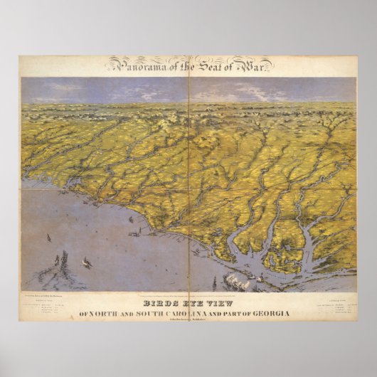 ヴィンテージノースカロライナの地図(1861) ポスター (正面)