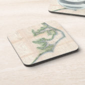 ヴィンテージノースカロライナ州沿岸の地図(1875) コースター (左側)