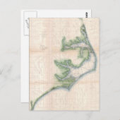 ヴィンテージノースカロライナ州沿岸の地図(1875) ポストカード (正面/裏面)