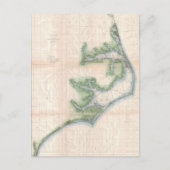 ヴィンテージノースカロライナ州沿岸の地図(1875) ポストカード (正面)