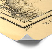 ヴィンテージノースカロライナ州沿岸の地図(1887) ポスター (角)