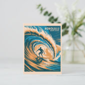 ヴィンテージノースショアオアフサーフィンホノルルハワイ ポストカード (スタンド正面)