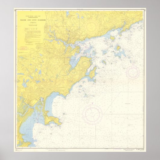 ヴィンテージノースショア・マサチューセッツの地図（1957年） ポスター (正面)