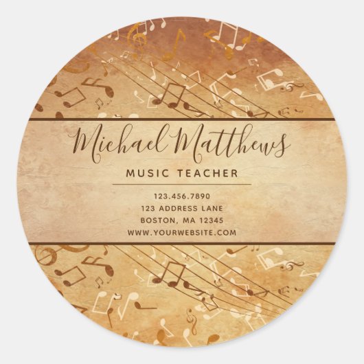 ヴィンテージノートエレガントミュージカル先生 ラウンドシール (正面)