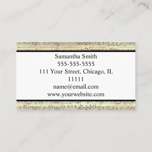 ヴィンテージノートミュージシャン音楽先生 名刺 (裏面)