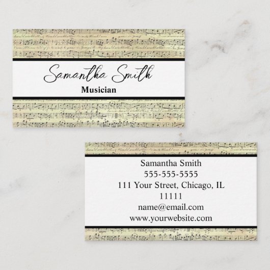 ヴィンテージノートミュージシャン音楽先生 名刺 (正面/裏面)