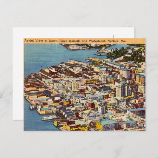 ヴィンテージノーフォークウォーターフロントヴァージニア航空 ポストカード (正面/裏面)