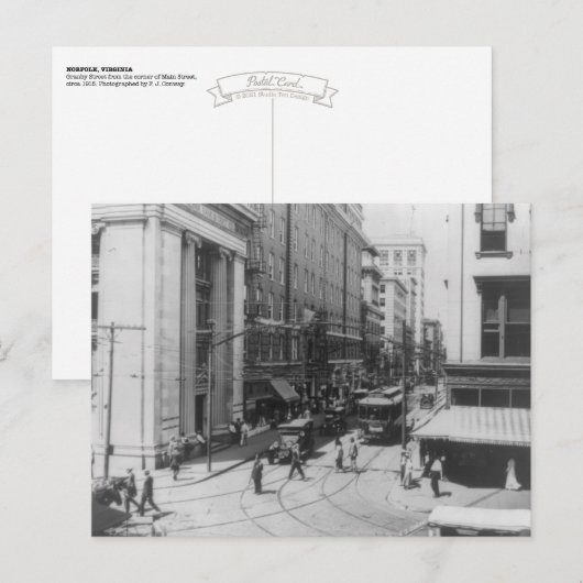 ヴィンテージノーフォークVA写真：Granby at Main, 1915 ポストカード (正面/裏面)