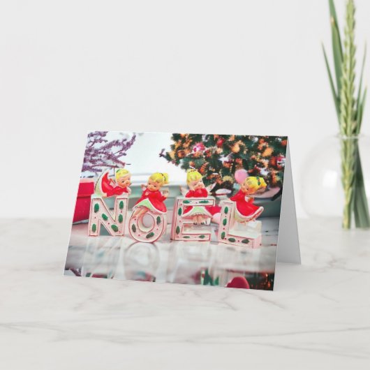 ヴィンテージノールエンジェルレトロクリスマス年賀状 カード (正面)