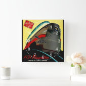 ヴィンテージハイアワタ流線列車 スクエア壁時計 (ホーム)