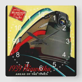 ヴィンテージハイアワタ流線列車 スクエア壁時計