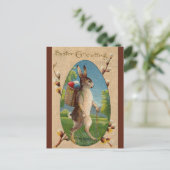 ヴィンテージハイキングイースターバニー ポストカード (スタンド正面)