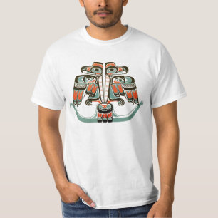 ヴィンテージハイダダブルサンダーバード先住民アート Tシャツ