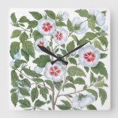 ヴィンテージハイビスカスフラワーズバイバシリウスベスラー スクエア壁時計 (正面)