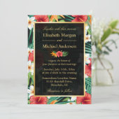 ヴィンテージハイビスカスフローラ金ゴールドフレフォーマルーム結婚ズ 招待状 (スタンド正面)