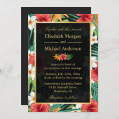 ヴィンテージハイビスカスフローラ金ゴールドフレフォーマルーム結婚ズ 招待状 (正面/裏面)