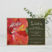 ヴィンテージハイビスカスルアウ(ハワイ式宴会)ビーチパーティー誕生日招待状 招待状 (スタンド正面)