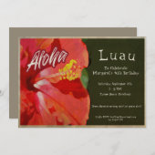 ヴィンテージハイビスカスルアウ(ハワイ式宴会)ビーチパーティー誕生日招待状 招待状 (正面/裏面)